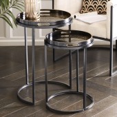 Set of Two Tray Top Design Nesting Side Tables